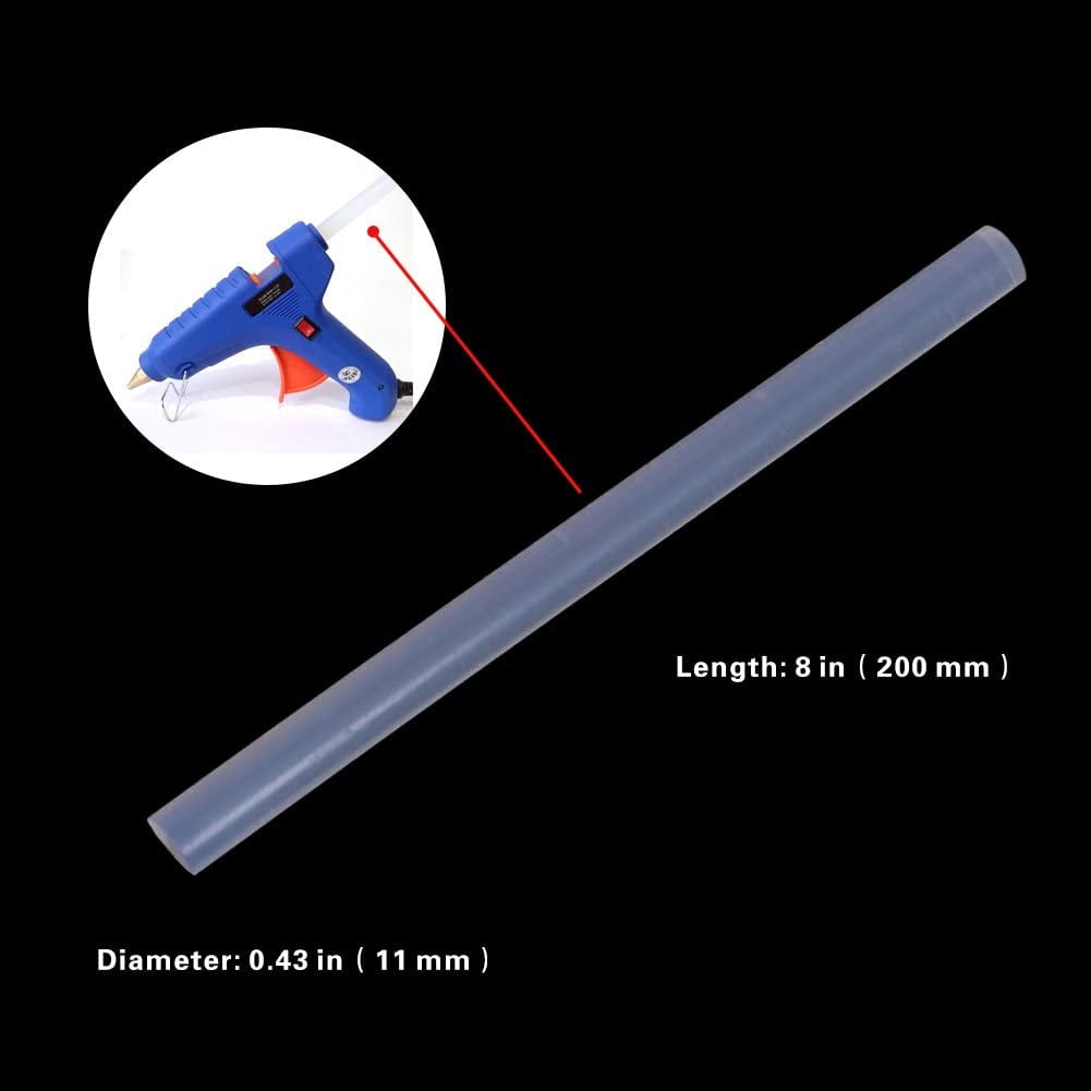 FireBee Large Hot Glue Sticks 50 Pcs Full Size Clear for Big Hot Glue Guns 8" Long 0.43" Diameter