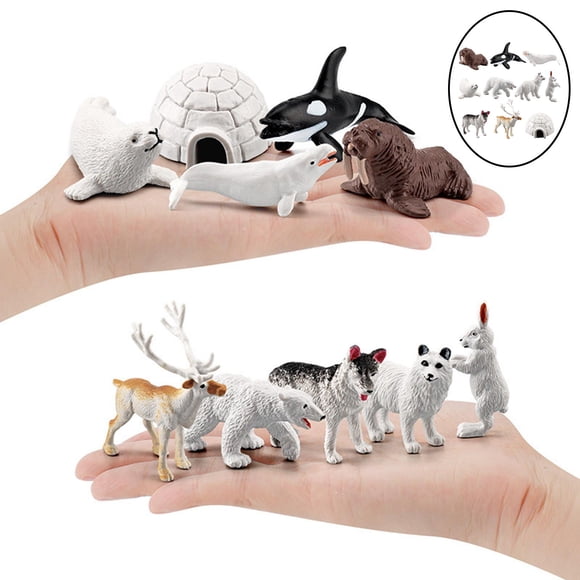 10 piezas de accesorios de exhibición de modelo de animal ártico juguetes educativos tempranos adorno coración de dormitorio de oficina en hogar Multicolor06 Yotijar Figuras de simulación
