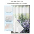 thumbnail image 4 of No Hook Shower Curtain with Snap-in Liner, Purple Lavender Waterproof Fabric Bathroom Curtains, Green Leaves Bike Spring Botanical Bath Curtains & Mesh Top Window 72"x96" Extra Long, 4 of 9