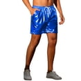 thumbnail image 5 of Pantalones cortos metálicos INSPIRE CHIC para hombres con cordón elástico, holográficos, brillantes y llamativos, con bolsillo, 36 azul, 5 of 5