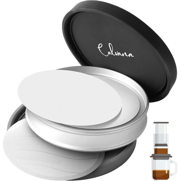 Travel Coffee Holder with Lid, Compatible with AeroPress Standard & XL Paper/Metal Filters, Waterproof Aluminum Storage, Food-Grade Aluminum & Silicone, Filter Not Included