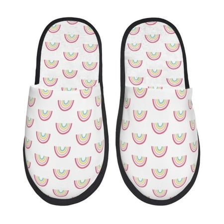 Balery Rainbow Slient Indoor Furry Fleece Comfort House Shoes Soft Non-Slip Home Shoes Cotton slippers House Slippers-- Medium
