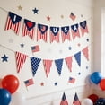 thumbnail image 1 of CaiYueKe Patriotic Burlap Banner 4th of July USA Flag Pennant Bunting Garland Red Blue Star Stripes Triangle Banner for Independence Day Home Party Mantle Fireplace Wall Decor, 1 of 6