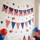thumbnail image 1 of CaiYueKe Patriotic Burlap Banner 4th of July USA Flag Pennant Bunting Garland Red Blue Star Stripes Triangle Banner for Independence Day Home Party Mantle Fireplace Wall Decor, 1 of 6