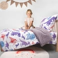 thumbnail image 4 of Beavtaens 4 Piece Toddler Bedding Set, Breathable and Soft Baby Sheet Set, Includes Quilted Comforter, Flat Sheet, Fitted Sheet and Pillowcase for Girls (Purple Dinosaur), 4 of 8