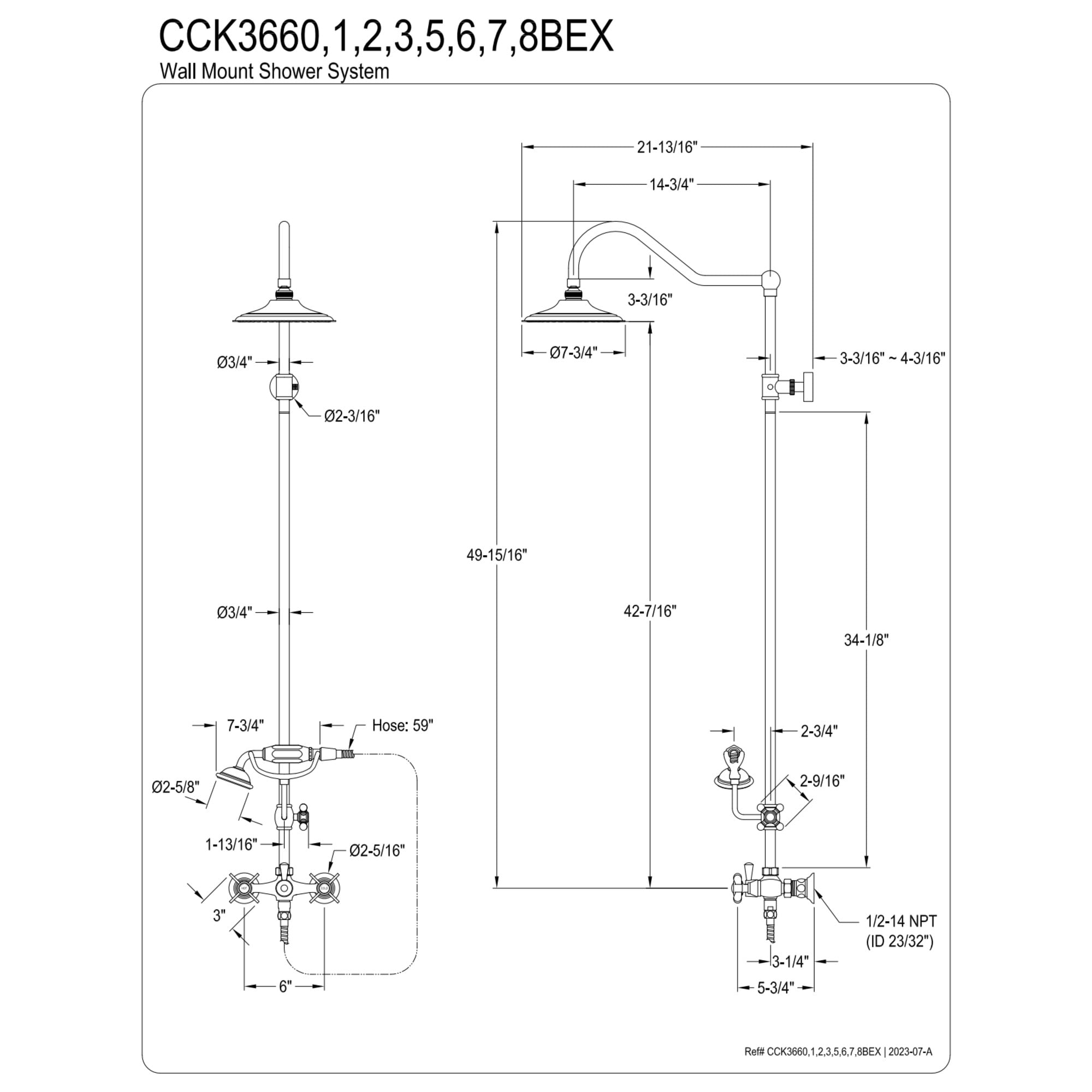 Kingston Brass CCK3666BEX Essx Wall Mount Rain Drop Shower System with Hand Shower, Polished Nickel