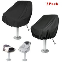 OPTUTUS 2 Pack Waterproof Boat Seat Cover – Heavy Duty Captain’s Chair Covers for Marine, Yacht, Fishing Boat – 22×24×25 Inch Drawstring Helm Seat Protectors, Black