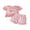 Pink, variant on BemeyourBBs Toddler Baby Girl Summer Clothes Infant Baby Girl Fathers Day Outfit I Love Dad Letter Embroidered Ruffled Trim Short Sleeve T Shirt Tops and Pockets Plaid Shorts 2 Pcs Set