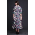 thumbnail image 3 of Bimba Floral Button Down Dress Print Mandarin Collar Roll Up Sleeves Shirt Dress-Large, 3 of 5