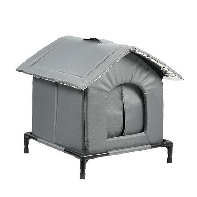 Casa para gatos al aire libre, suministros para mascotas, refugio elevado, resistente a la intemperie y con aislamiento para gatos callejeros. L