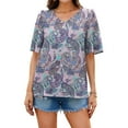 thumbnail image 3 of Lovzfmll Womens Summer Tops! Women T-Shirt Summer Casual Short Sleeve Loose Tee Tops Deep Purple L, 3 of 9
