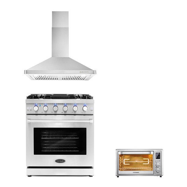 3 Piece Kitchen Package with 30" Freestanding Gas Range 30" Wall Mount