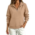 thumbnail image 2 of Quarter Zip Pullover Women Polo Shirts Oversized Sweatshirts for Women Mock Neck No Hood Ladies Warm Fashion Hoodies Tops Travel Casual Cozy Loose Fit Yoga Sweaters Cute Maternity Preppy Sweatshirts, 2 of 9