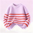 thumbnail image 5 of AHTJRT Girls Oversized Striped Sweater Kids Children Fall Winter Fashion Crewneck Pullover Thermal Soft Knitted Basic Top Purple 4-5 Years, 5 of 6
