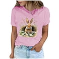 thumbnail image 1 of Xuyuer Easter Shirts for Women Rabbit Bunny Women's Lover Printed T-shirt Round Neck Short Sleeved Happy Easter Day Graphic Short Sleeve Tee Tops, 1 of 7