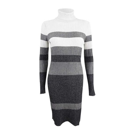 UPC 190466111065 product image for Calvin Klein Women's Metallic Striped Turtleneck Sweater Dress | upcitemdb.com