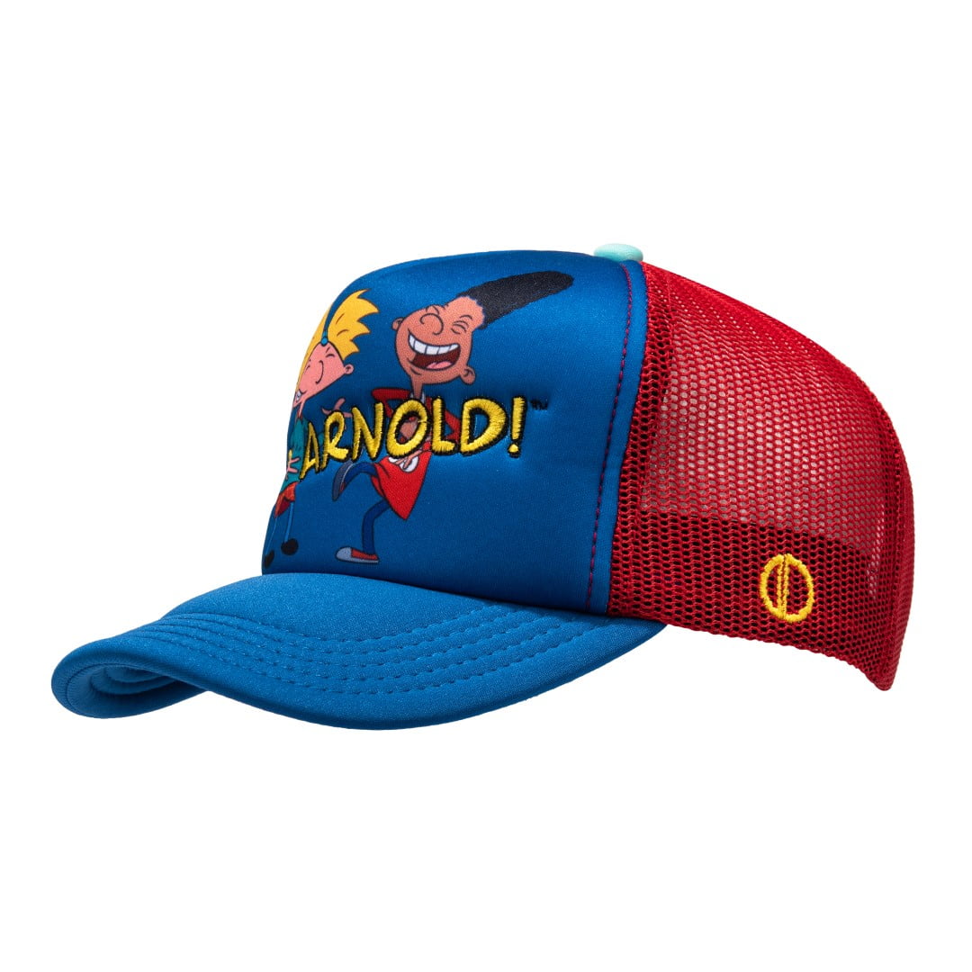 ODD SOX - Hey Arnold! Trucker Hat – Blue & Red Snapback Cap – Mesh Back – One Size Adjustable