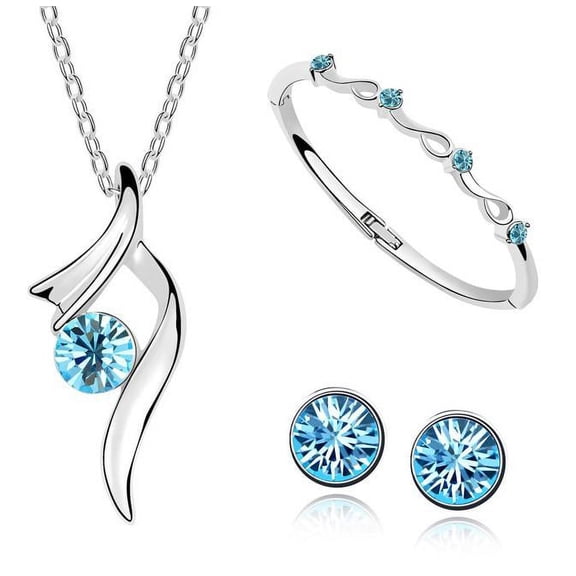 KATGI Fashion Austrian Stars Crystal Necklace, Bracelet, and Earrings Set