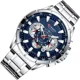 thumbnail image 4 of Curren 8363 pulsera de cuarzo azul de acero inoxidable para hombre, correa de reloj color plata, 4 of 8