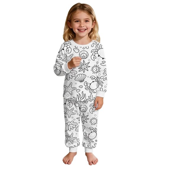 Yuncity Girls Pajamas Set Fall Crew Neck Long Sleeve Top Pajama Pants For Kids Cozy Loungewear Soft Nightwear Cozy Comfortable Jammies Size 2-3 Years