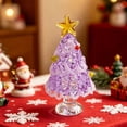 thumbnail image 6 of Bomd Mini Glass Christmas Decoration, Crystal Decoration With Colorful Lights And Golden Star, for Holiday Celebrations, Home, Office, Desk, Party Decor And Christmas Gift(Purple White), 6 of 7