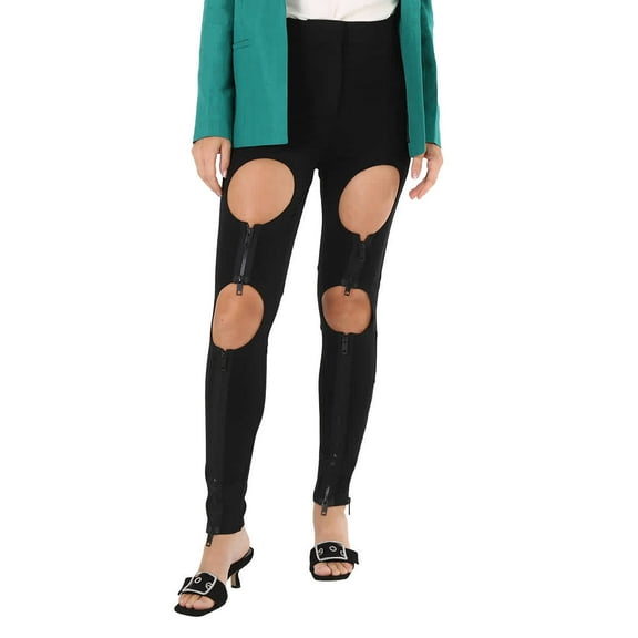 Burberry Ladies Black Cutout Zip-Detail Skinny Jeans, Brand Size 4 (US Size 2)
