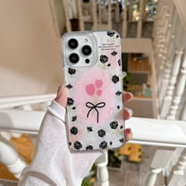 Compatible With iPhone 15 Pro Max Cute Aesthetic Glue Flower Design for Women Girls,Glitter Cute Floral Pattern, Shockproof Anti-fall Ultra Slim Thin Fit Phone Case Cover for iPhone 15 Pro Max,B
