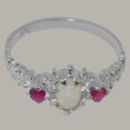 thumbnail image 6 of LBG British Made 14k White Gold Natural Opal & Ruby Womens Anniversary Ring - 33 size options - Size 6.5, 6 of 9