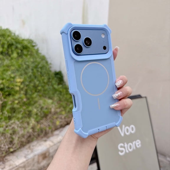 Magnetic Case For iPhone 18 Pro Max Compatible with MagSafe, Built-in 360 Degree Rotatable Ring Kickstand Matte Translucent Back Slim Fit Shockproof Anti-Fingerprint Cover,Sky Blue