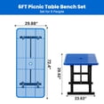 thumbnail image 3 of AwayHome 6FT Metal Patio Picnic Tables with Umbrella Hole Thermoplastic Coated Commercial Rectangular Picnic Table, Surface Mounted, Blue, 3 of 7
