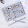 thumbnail image 4 of Bandejas apilables de terciopelo hechas a mano para joyería, anillos, pendientes, pulseras, organizador, bandeja de almacenamiento (12/18/24 rejillas), 4 of 5