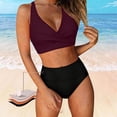 thumbnail image 6 of Bosfbaoi Swimsuit for Women 2-Piece High Waisted Bikini Set Twist Front Crisscross Back Top Tummy Control Bottom Regular Solid Bikini Sets for Women, 6 of 6