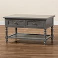 thumbnail image 2 of Baxton Studio Sheldon Vintage Gris Fini Bois 2 Tiroirs Table Basse, 2 of 11
