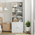 thumbnail image 4 of NEILA Bookcase with Doors Industrial Bookshelf 11.8 in Depth Display Storage Shelves 71.4 in Tall Farmhouse Bookcases Wooden 6 Shelf Bookshelves for Bedroom, Living Room, Home Office, White, 4 of 9