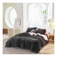 thumbnail image 4 of TiaGOC Black Faux Fur Comforter Set 3 Pieces - 1 Black Shaggy Comforter Set 68x86 and 2 Pillowcases, Ultra Soft and Easy Care Luxury Plush Shaggy Duvet Set, 4 of 9