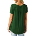 thumbnail image 2 of Sinhoon Women Short Sleeve T Shirts Blouses Tops Summer Tee Solid Color Buttons Round Neck T-shirts for Women, 2 of 5