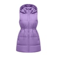 thumbnail image 5 of Levmjia Women's Hooded Vest Zip Up Quilted Padded Gilet Detachable Hood Drawstring Waist Sleeveless Outerwear with Pockets, 5 of 5