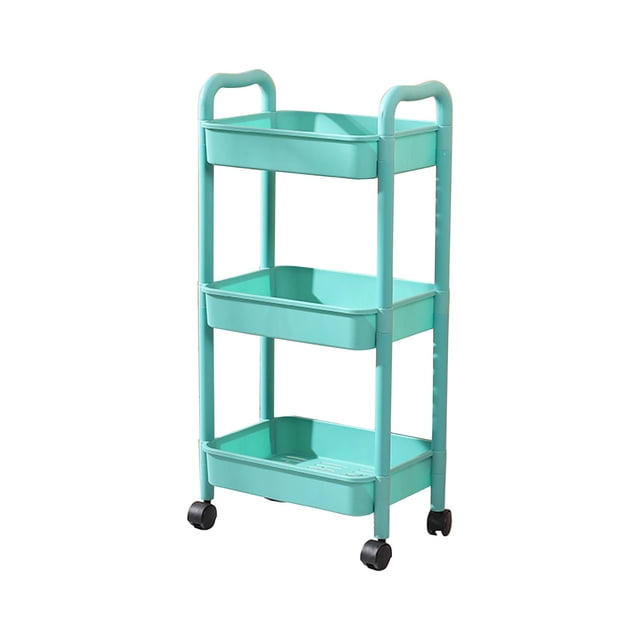 Kitchen Storage Rack Kitchen Storage Cart, 3-Layer Black with Armrest Storage Rack, Bathroom, toilet, toiletries Storage Cart
