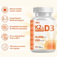 thumbnail image 3 of Suplemento VEV de vitamina D3 K2 10.000 UI D3 200 mcg K2 300 cápsulas, 3 of 7