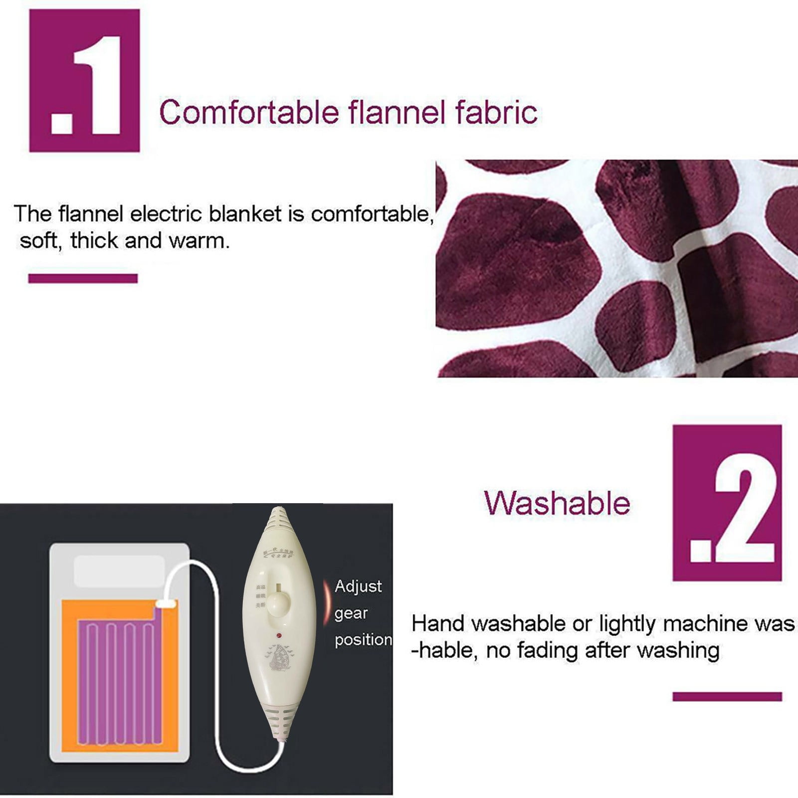 TUOBARR Cozy Soft Flannel Electric Heated Winter Blanket Blanket Electric Heated Soft