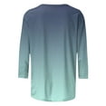 thumbnail image 5 of Olyvenn Stylish 3/4 Length Sleeve Womens Tops Summer T-Shirts Gradient Print Crew Neck Casual Basic Tee Fit Tunic Tops Blouse Army Green S, 5 of 6