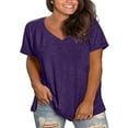 thumbnail image 2 of Delayuji Plus Size V Neck T Shirts Women Short Sleeve Tops Casual Summer Tshirts Loose Fit Tee Purple Xxxl Polyester,Spandex Short Sleeve Shirts for Women, 2 of 5