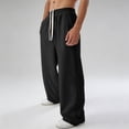 thumbnail image 3 of Wide Leg Sweatpants Men Elastic Waist Straight Leg Loose Fit Casual Sweat Pants Trousers with Pockets, 3 of 6