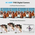 thumbnail image 6 of ACTITOP 4K Digital Camera with Autofocus Front and Rear Cameras with 32GB Card 48MP Vlogging Camera for YouTube,White, 6 of 7
