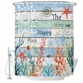 thumbnail image 2 of Summer Coastal Shower Curtains for Bathroom, Ocean Coral Seaweed Washable Fabric Shower Curtain with Hooks Waterproof Bathroom Decor Sets, 48 x 72 Inches, 2 of 9