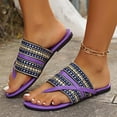 thumbnail image 2 of Bmisegm Women's Flat Cool Ethnic Style Simple Beach Braided Clip Toe Large Size Flip Flops Sandals Women Womens Sandals Summer Purple 8.5, 2 of 8