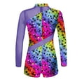 thumbnail image 2 of YONGHS Kids Girls Long Sleeve Gymnastics Leotard Ballet Dance Biketard Short Unitard Dancewear Starry Rainbow 12, 2 of 3