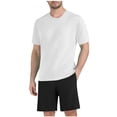 thumbnail image 2 of Avirosel Men's Workout Athletic Set Quick Dry Short Sleeve Round Neck Top and Mesh Drawstring Shorts White, 2 of 6