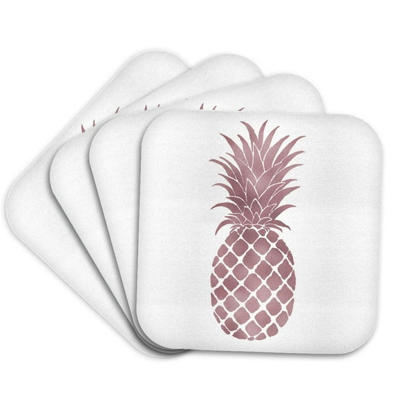 3drose, Picturing Rose Gold Pineapple, Set of 4 Coasters - Soft
