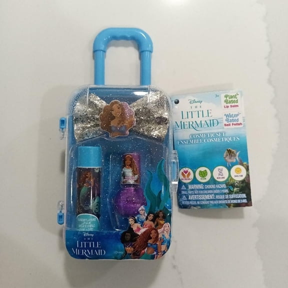 Disney The Little Mermaid Cosmetic Set Lip Balm, Nail Polish, Bow